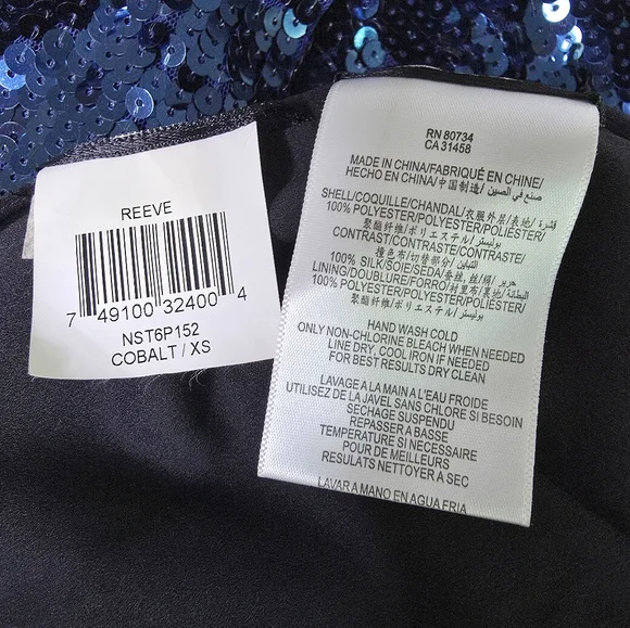 BCBGMAXAZRIA Reeve Sequin V-Neck Cocktail Dress Cobalt Blue XS - Picture 4 of 12